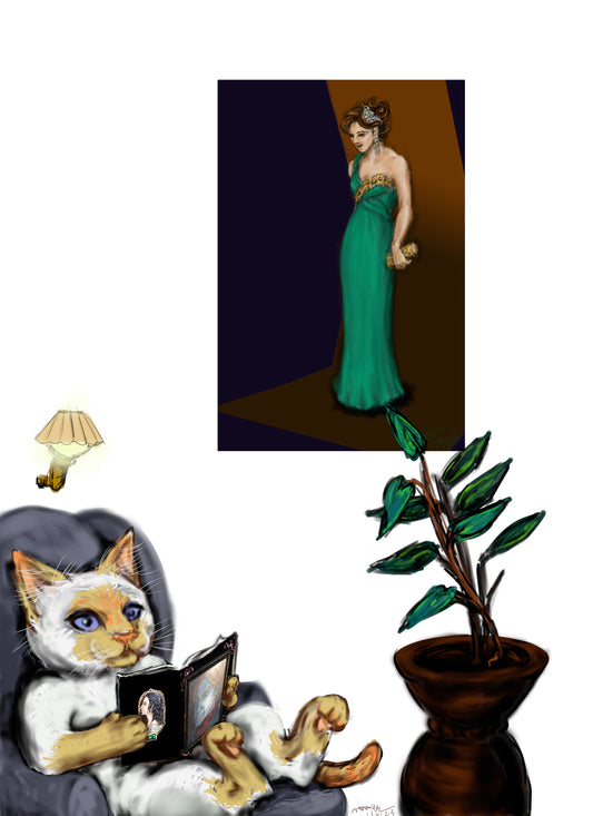 Green Dress with Leopard Accent 12x18 Poster