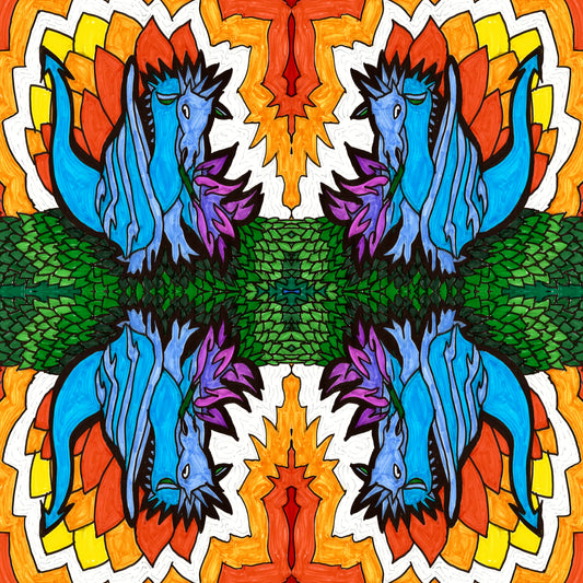 Lotus Dragon Acid Quad 18x18 Poster