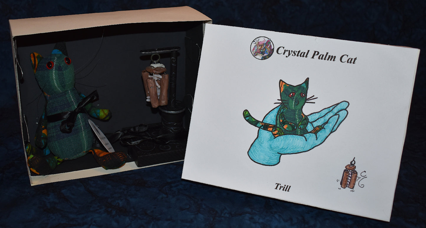 Crystal Palm Cat Deluxe Trill with Wind Chime Stand