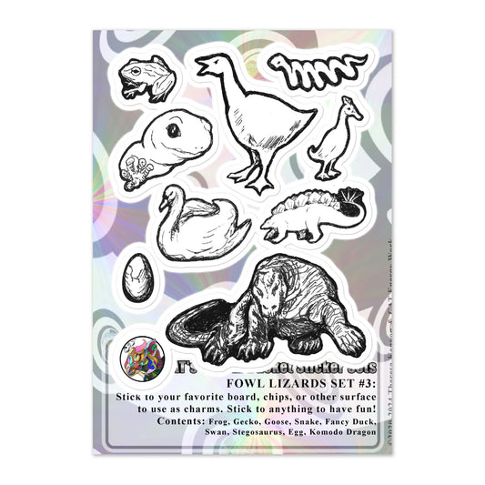 CAT's Charm Bucket Sticker Set #3 Fowl Lizards