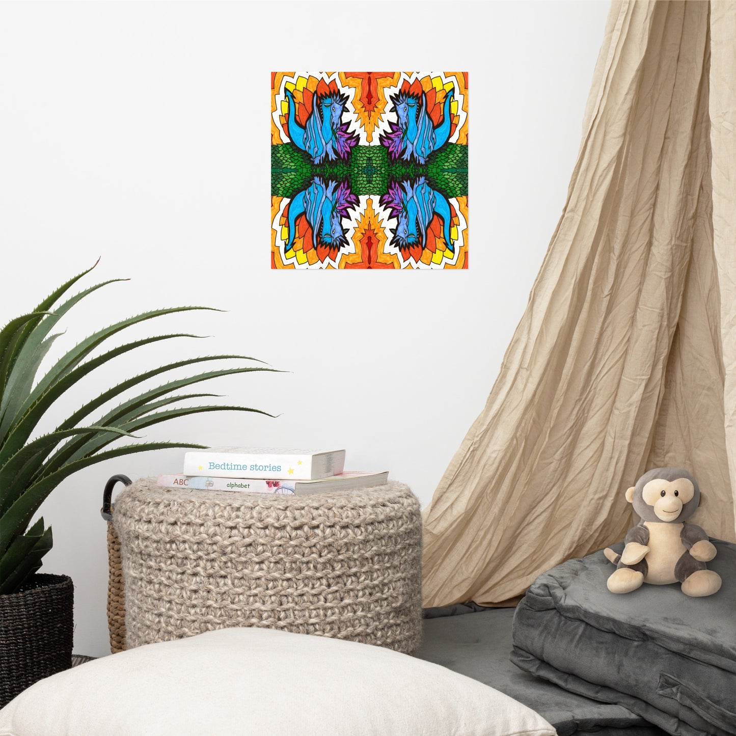 Lotus Dragon Acid Quad Poster, 5 sizes, lustre paper